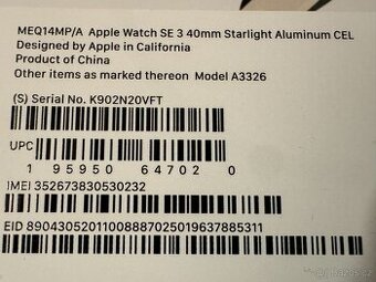 Apple Watch SE3 40 mm Starlight AluminiumCEL