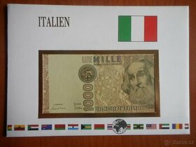 Itálie 1000 Lir 1982 v pamětní obálce stav N/UNC - 1
