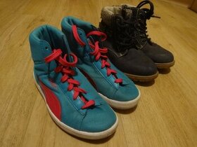 Dětské boty 2ks  polovysoké obuv PUMA vel 34 a zimní boty