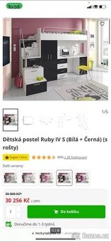 Dětská postel palanda s psacím stolem a skříni