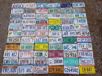 Staré poznávací značky USA spz. Dekorace na zeď.