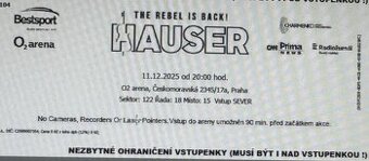 HAUSER v O2 Aréně, 2 lístky