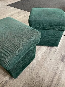 Zelený malý taburet s úložným prostorem 2x