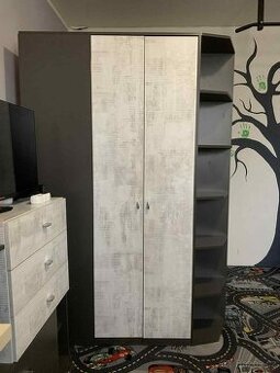 Šatník rohová skříň Tablo, šedá/enigma