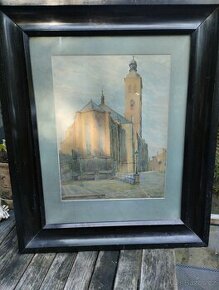 Obraz akvarel - Kostel sv. Jakuba v Kutné Hoře