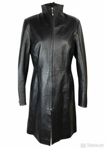 Kožený měkký dámský černý kabát na zip CERO vel. M