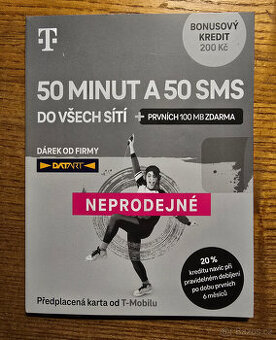 T-mobile SIM 200kč + 50 minut + 50 SMS + data - 1