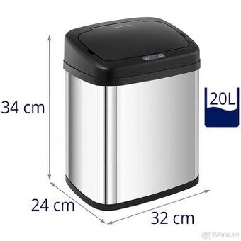 Bezdotykový odpadkový koš - 20 l - hranatý