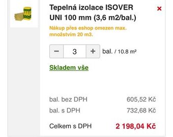 Tepelné izolace ISOVER UNI 100 mm (3,6 m2/bal.)