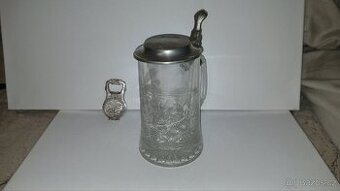 Korbel s rybami skleněný s víčkem retro otvírák ryby