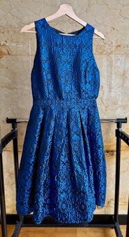 Modro-černé brokátové šaty – vel. 40 (sedí na 38)
