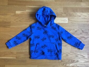 Modrá mikina náklaďáky kapuce 98/104 H&M