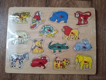 Dětské dřevěné puzzle tvarové se zvířátky