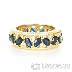 Nádherný 18K prsten s diamanty a safíry - 3,52ct