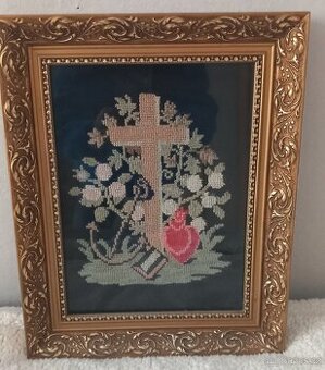 Vyšívaný obraz "víra, láska; naděje "