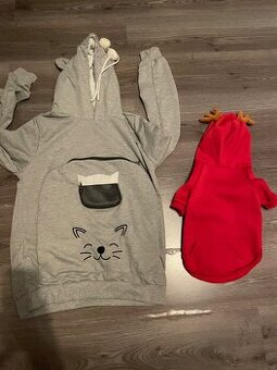 Mikina na nošení kočky nová + nový obleček na kočku
