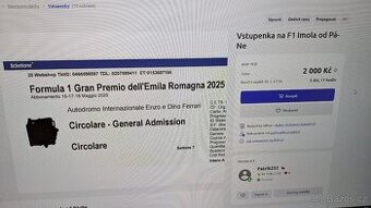 Vstupenka na F1 Imola od Pá-Ne