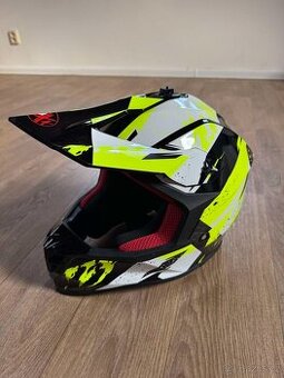 Motokrosová helma černozelená reflex