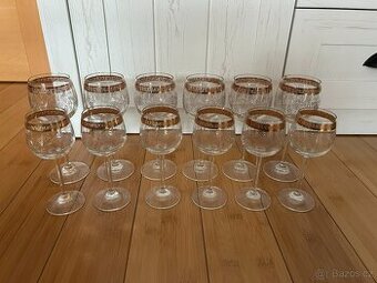 Broušené skleničky na víno - 2 sady, 2 velikosti