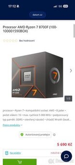 Procesor AMD Ryzen 7 8700F (100-100001590BOX)