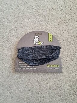 Multifunkční šátek černý s šedými nápisy, nový