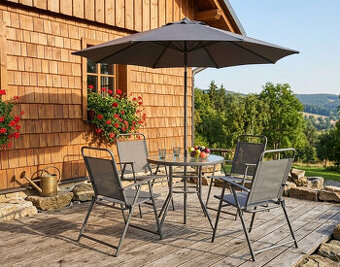 🔥 NOVÝ ZAHRADNÍ SET 6 ks se slunečníkem – zabalený, ihned