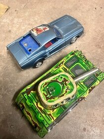 retro kovové hračky tank auto - 1