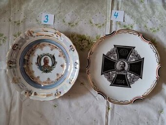 Porcelánový talíř- Wilhelm II., Hindenburg, Rakousko Uhersko