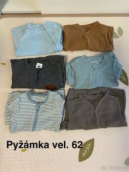 Dětská pyžámka vel. 62 a 68, 6ks + 1ks