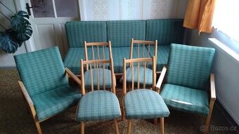 Retro sedací souprava Jitona 60. léta - gauč, křesla, židle