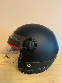 Helma na motorku NOX PREMIUM Heritage černá matná/kůže