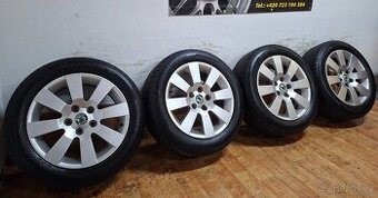 Alu kola R16 5x112 Škoda + letní pneu 205/55/16 Dunlop