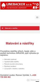 Malování , nástřik - Malířské a natěračské práce .