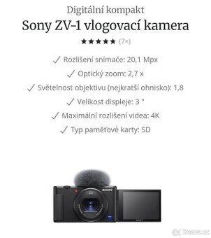 Vlogovací kamera Sony ZV-1
