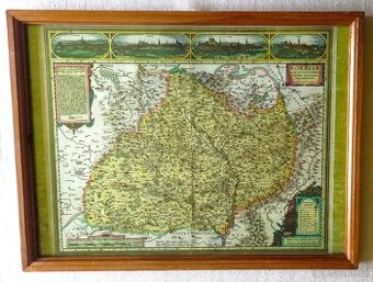KOMENSKÉNO  MAPA  MORAVY   / obraz  65 x 49 cm  /