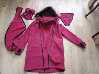 Angel Wings softshellový kabát na nošení s kožíškem - bordó