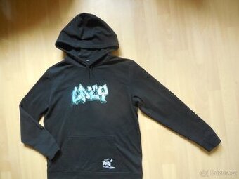pánská černá mikina, nápis, kapuce XL-XXL