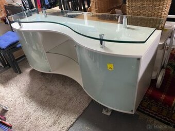 LUXUSNÍ KOMODA BÍLÝ LESK /SKLO 183x53x94 cm