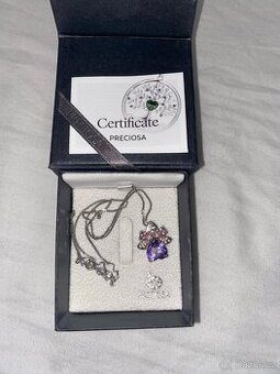 Luxusní stříbrný náhrdelník Preciosa 925 💎 fialový kámen +