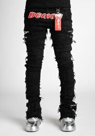 Guapi Stacked Zipper Distressed Denim Jeans