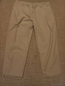 Pánské volné sv.béžové, pískové lněné kalhoty Cherokee 38/32