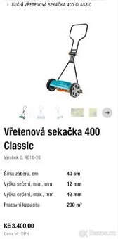 RUČNÍ VŘETENOVÁ SEKAČKA GARDENA