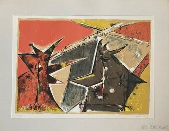 Endre Nemes - Abstrakcia III., litografia, 1953