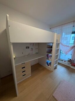 IKEA SMÅSTAD Dětská patrová postel bílá s psacím stolem