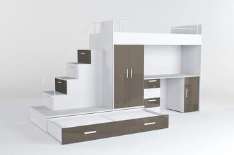 Nová multifunkční patrová postel, psací stůl, skříň