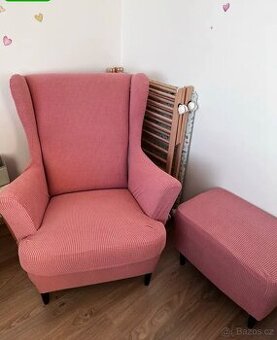 Potah na křeslo a podnožku "ušák IKEA" -Nový