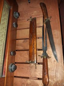 Nůž a vidlička v pouzdře - starožitné