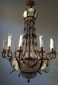 Starožitný zámecký lustr,  secesní,  secese,  osvětlení