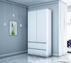 satni skrin Knihovna bila knihovna 2 supliky dvere - 1