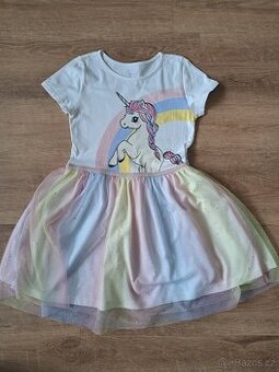 Šaty s jednorožcem, zn. H&M, vel. 122/128 – pěkný stav